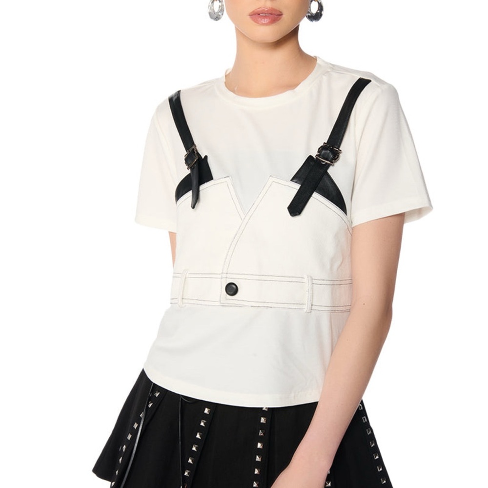 Stylish White Top with Black Accents